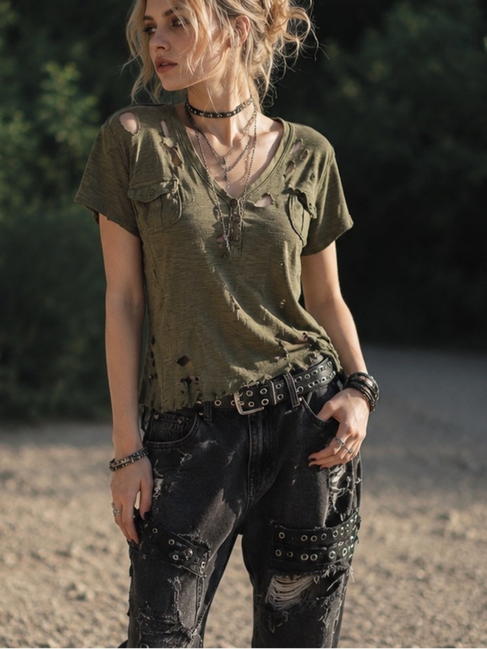 Chaps Thrashed UpCycled Crop Top